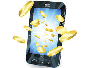 mobile phone with coins