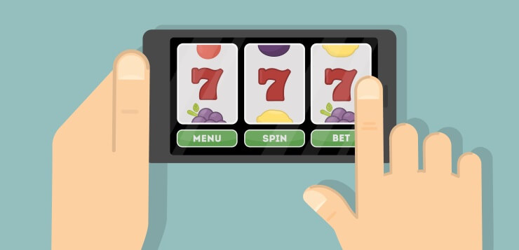 playing casino game on mobile device